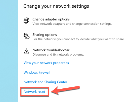 Resetting The Window Network Reset Tool